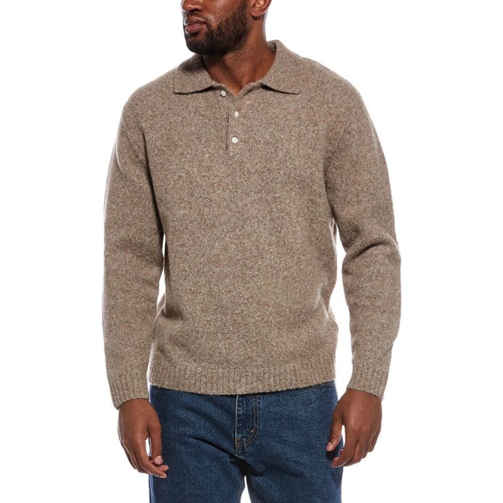 The Normal Brand Mens Homebound Wool-Blend Polo Sweater, Red